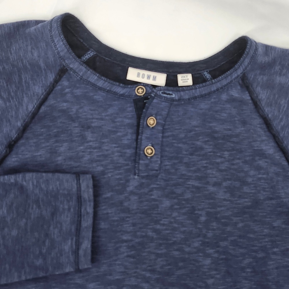 ROWM Mens Navy Slub Cotton Henley Shirt Size 2XT Rugged Cabin Minimalist Weekend